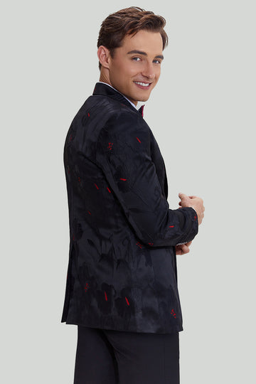 svart hakket lapel single breasted blazer